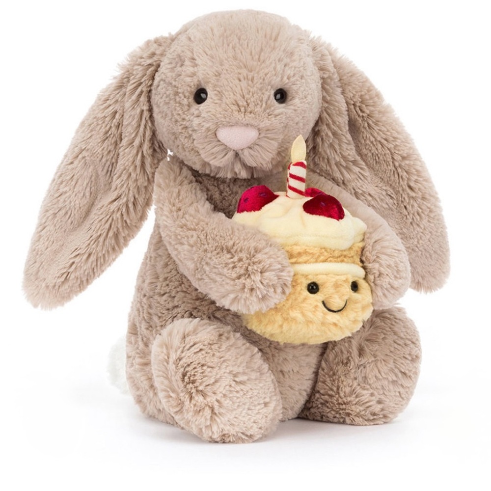 Jellycat Bashful Beige Bunny “Birthday” Brand New with Tags